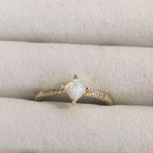 opal diamond shaped ring